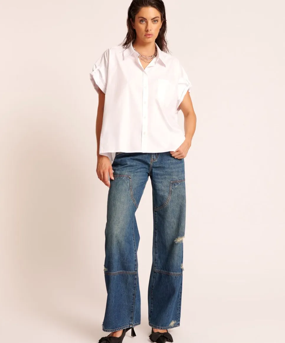 Shirts|ONE TEASPOON White Kings Road Cotton Shirt
