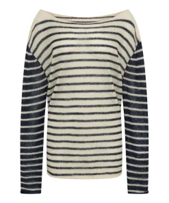 Tops|ONE TEASPOON Wide Neck Striped Mohair Sweater