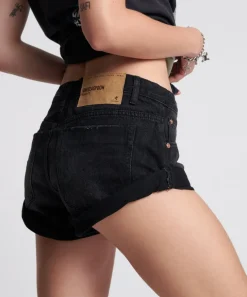Denim Shorts|ONE TEASPOON Worn Black Bandit Low Waist Shorts