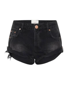 Denim Shorts|ONE TEASPOON Worn Black Bandit Low Waist Shorts