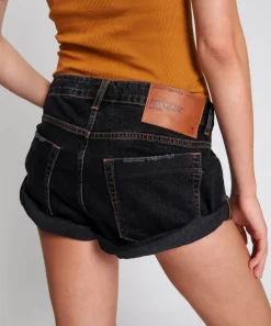 Denim Shorts|ONE TEASPOON Worn Black Bandits Low Waist Denim Shorts