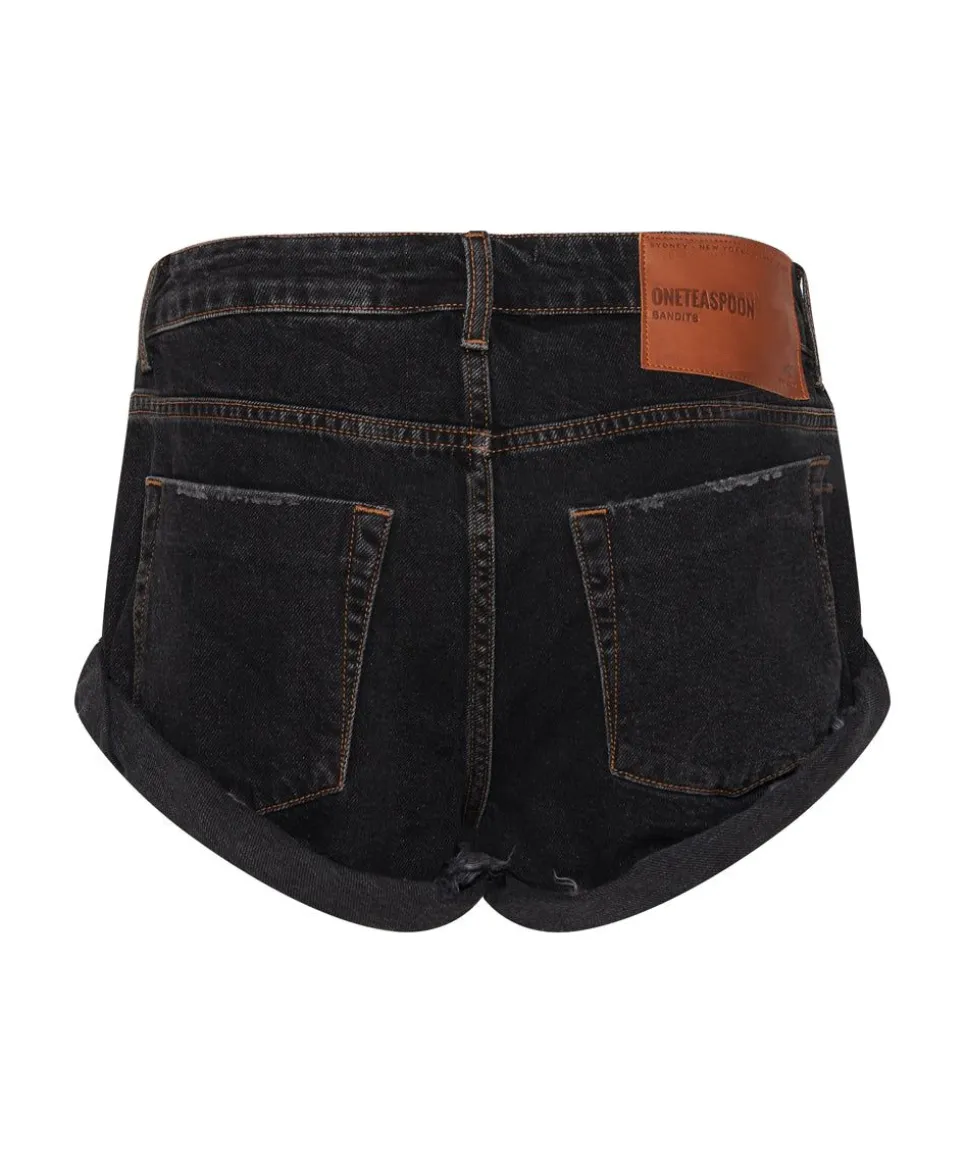 Denim Shorts|ONE TEASPOON Worn Black Bandits Low Waist Denim Shorts