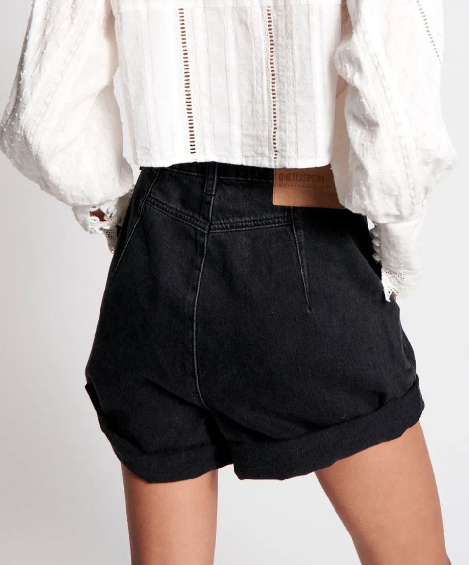 Denim Shorts|ONE TEASPOON Worn Black Streetwalkers High Waist 80S Shorts