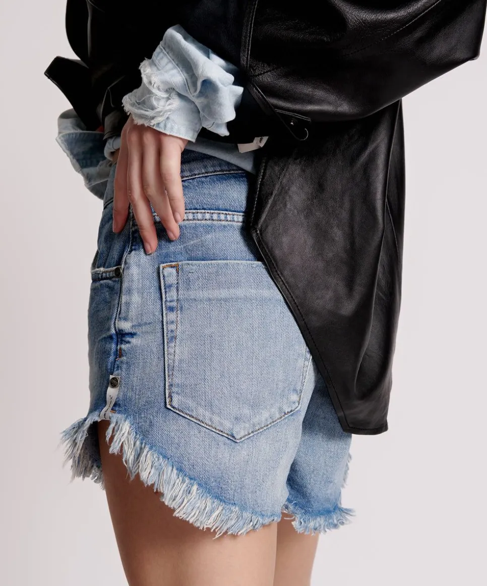 Denim Shorts|ONE TEASPOON Worn Out Hendrixe Outlaws Mid Length Denim Shorts