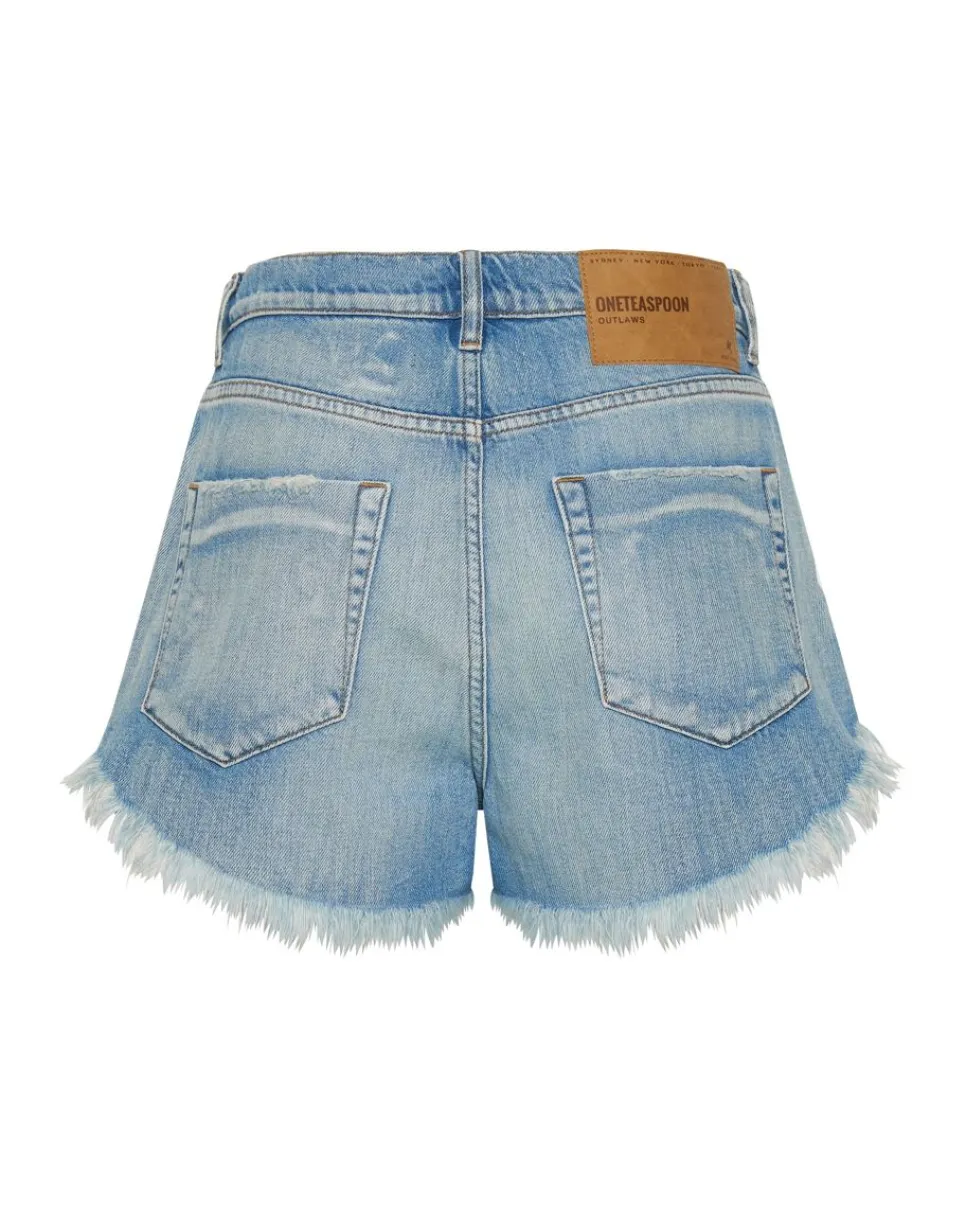 Denim Shorts|ONE TEASPOON Worn Out Hendrixe Outlaws Mid Length Denim Shorts