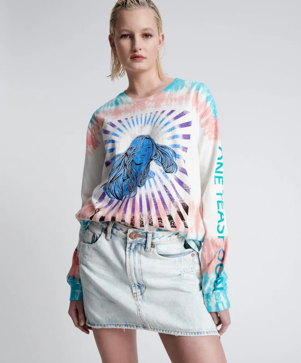 Denim Skirts|ONE TEASPOON Zipped Florence Vanguard Mid Rise Relaxed Denim Mini Skirt