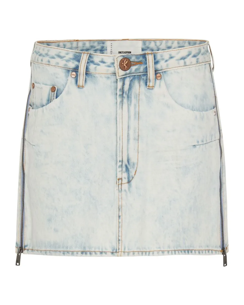 Denim Skirts|ONE TEASPOON Zipped Florence Vanguard Mid Rise Relaxed Denim Mini Skirt